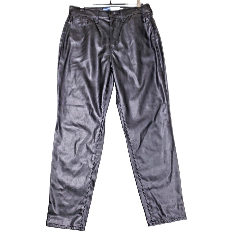 Old Navy Faux Leather Pants O.G. Straight Size 8 Black High Rise Coated‎